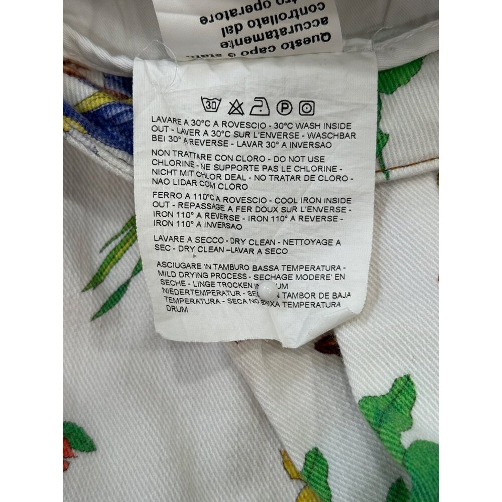 Etro Milano Tropical Parrot Skinny Jeans Floral Bird Jungle White Womens Size 31 - Picture 9 of 9